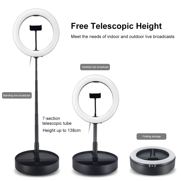 PULUZ 10.2 inch 26cm USB 3 Modes Dimmable Dual Color Temperature LED Curved Ring Vlogging Selfie Photography Video Lights with Bluetooth Remote Shutter & Folding Desktop Holder & Phone Clamp