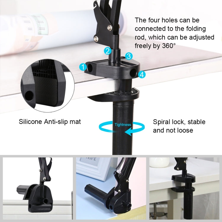 PULUZ Live Broadcast Desktop Arm Stand Suspension Clamp Holder with Tablet PC Clamp(Black)