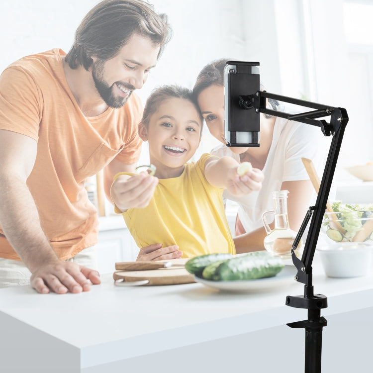 PULUZ Live Broadcast Desktop Arm Stand Suspension Clamp Holder with Tablet PC Clamp(Black)