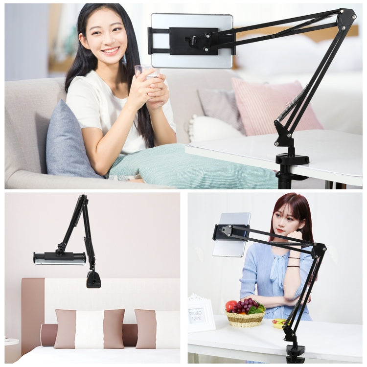 PULUZ Live Broadcast Desktop Arm Stand Suspension Clamp Holder with Tablet PC Clamp(Black)