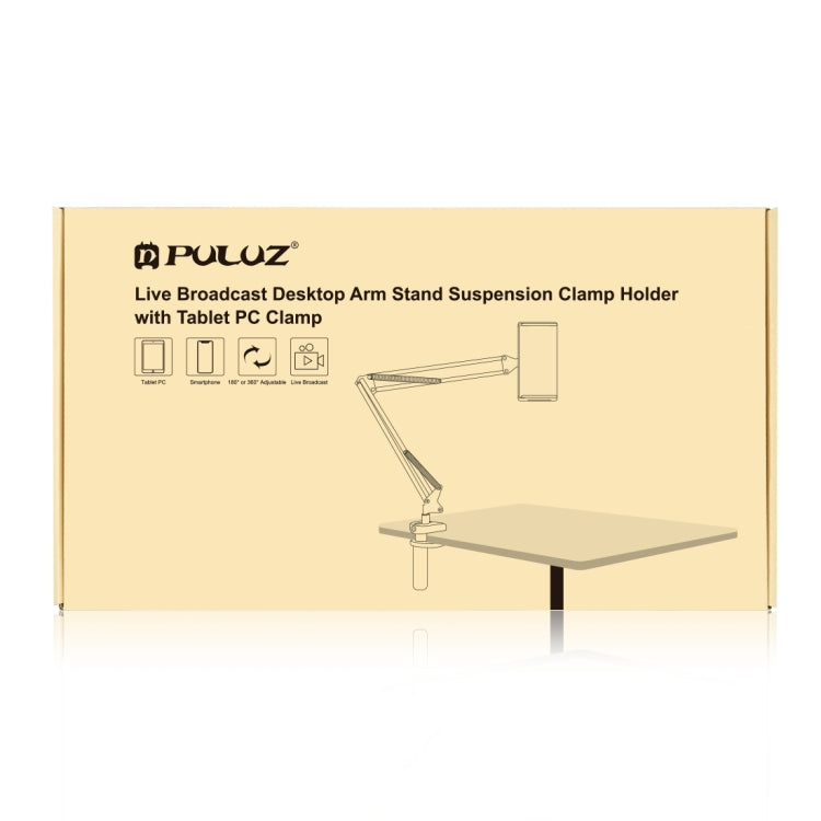PULUZ Live Broadcast Desktop Arm Stand Suspension Clamp Holder with Tablet PC Clamp(Black)