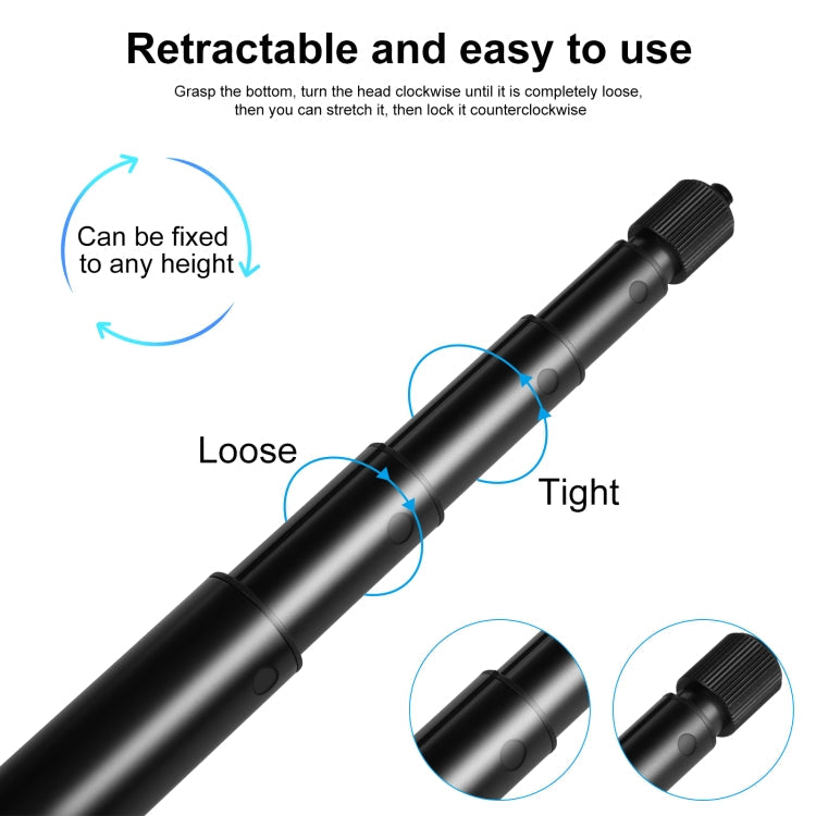 PULUZ 2m Metal Selfie Stick Monopod for Insta360 One RS / X2 / X3 / X4 (Black)