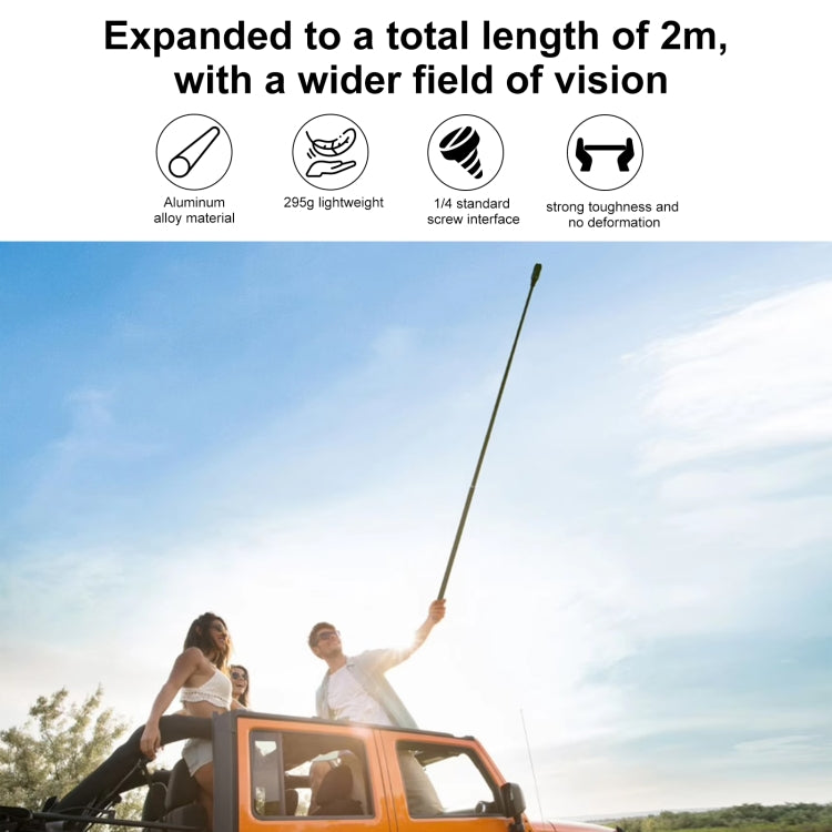 PULUZ 2m Metal Selfie Stick Monopod for Insta360 One RS / X2 / X3 / X4 (Black)