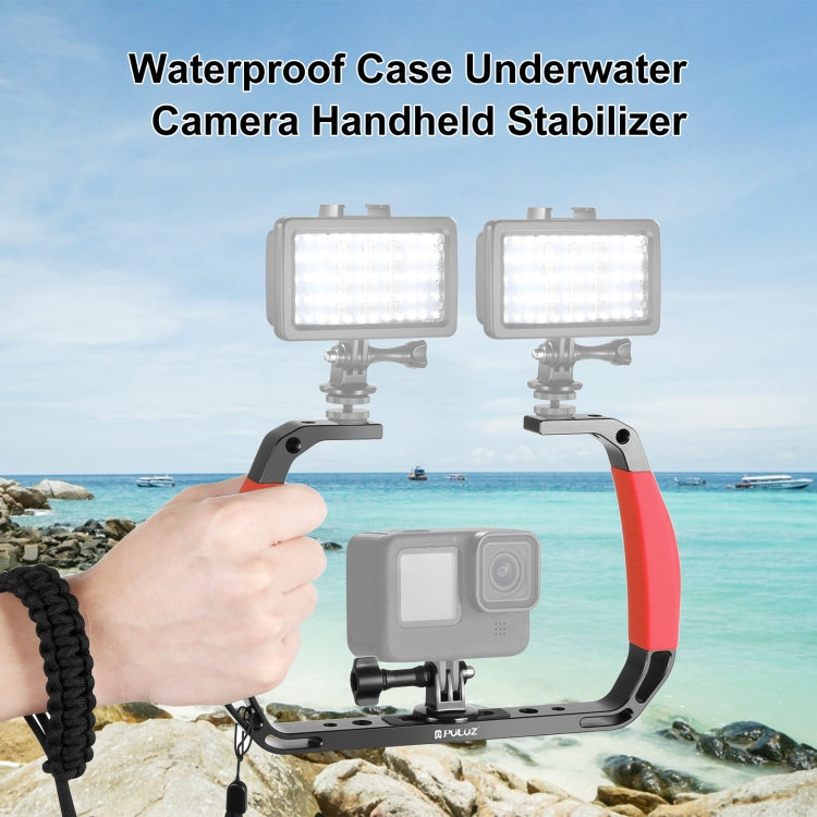 PULUZ Dual Silicone Handles Aluminium Alloy Underwater Diving Rig for GoPro, Other Action Cameras and Smartphones (Red)