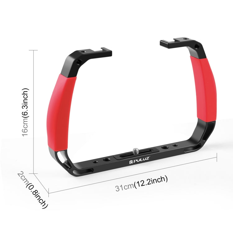 PULUZ Dual Silicone Handles Aluminium Alloy Underwater Diving Rig for GoPro, Other Action Cameras and Smartphones (Red)