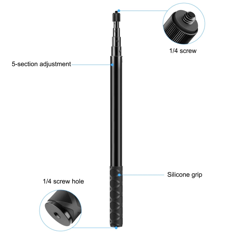 PULUZ 150cm Metal Selfie Stick Monopod for Insta360 One RS / X2 / X3 / X4