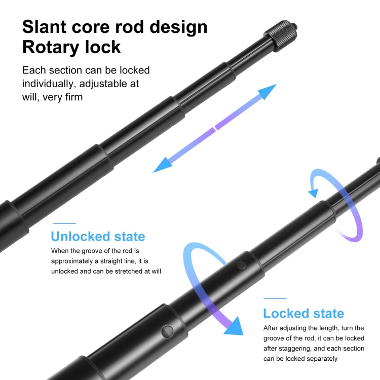 PULUZ 150cm Metal Selfie Stick Monopod for Insta360 One RS / X2 / X3 / X4