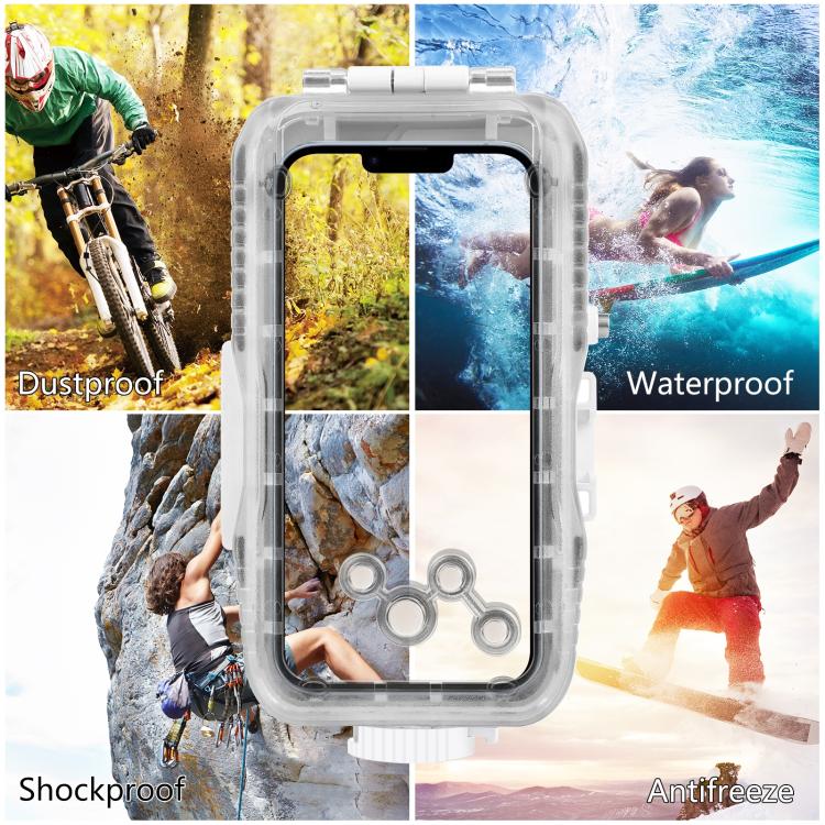 PULUZ 40m/130ft Waterproof Diving Case for iPhone 16 / 15 / 15 Pro / 14 / 14 Pro / 13 / 13 Pro / 12 / 12 Pro, with One-way Valve Photo Video Taking Underwater Housing Cover, For iPhone 16 / 15 / 15 Pro, For iPhone 14 / 14 Pro
