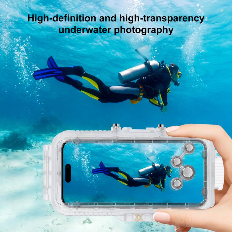 For iPhone 16 Pro PULUZ 40m/130ft Waterproof Diving Case Photo Video Taking Underwater Housing Cover, For iPhone 16 Pro(Transparent)