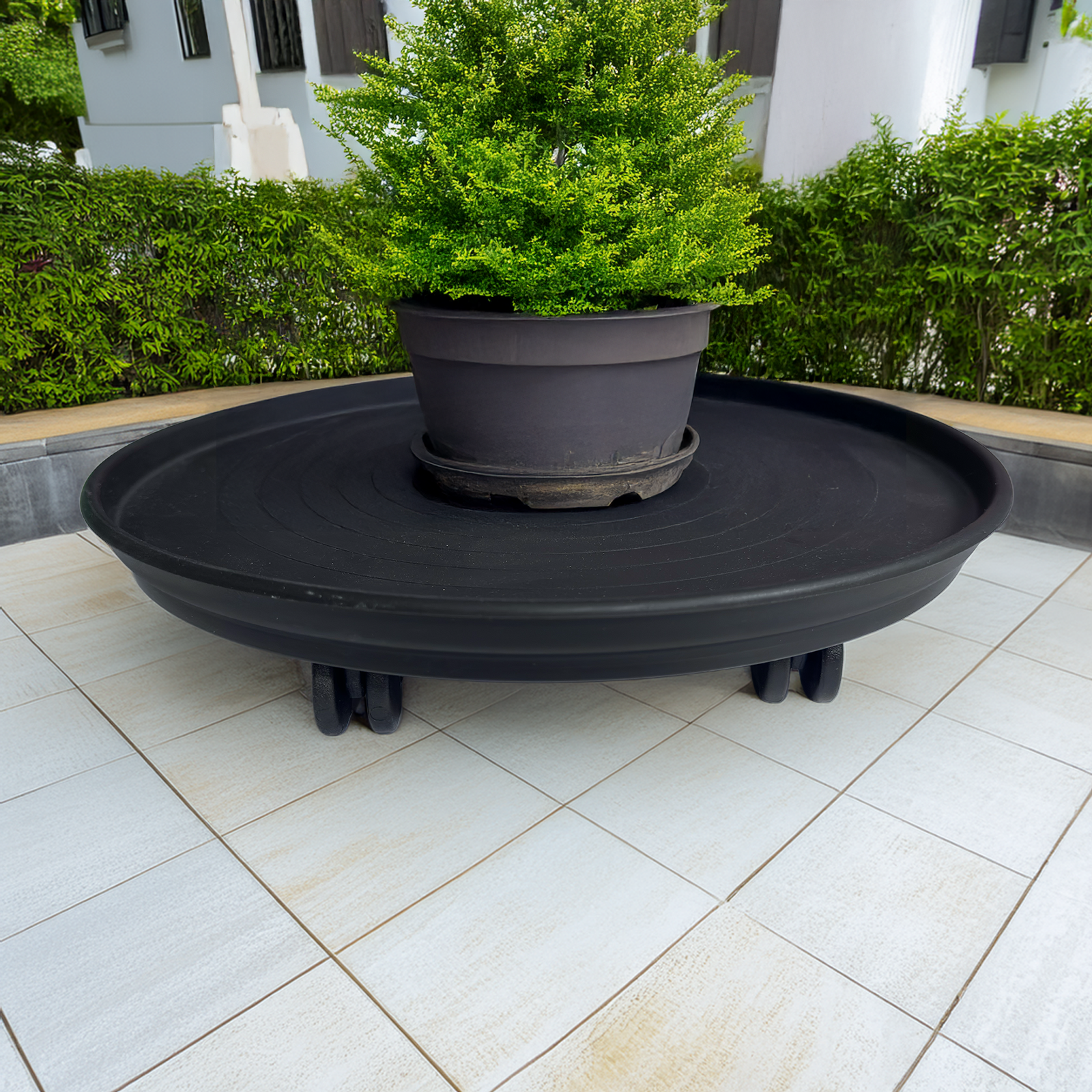 Patio Pot Trolley Set of 2 – Black – Medium 30 cm (20 kg) & Large 38 cm (50 kg) – Heavy Duty Plant Caddy