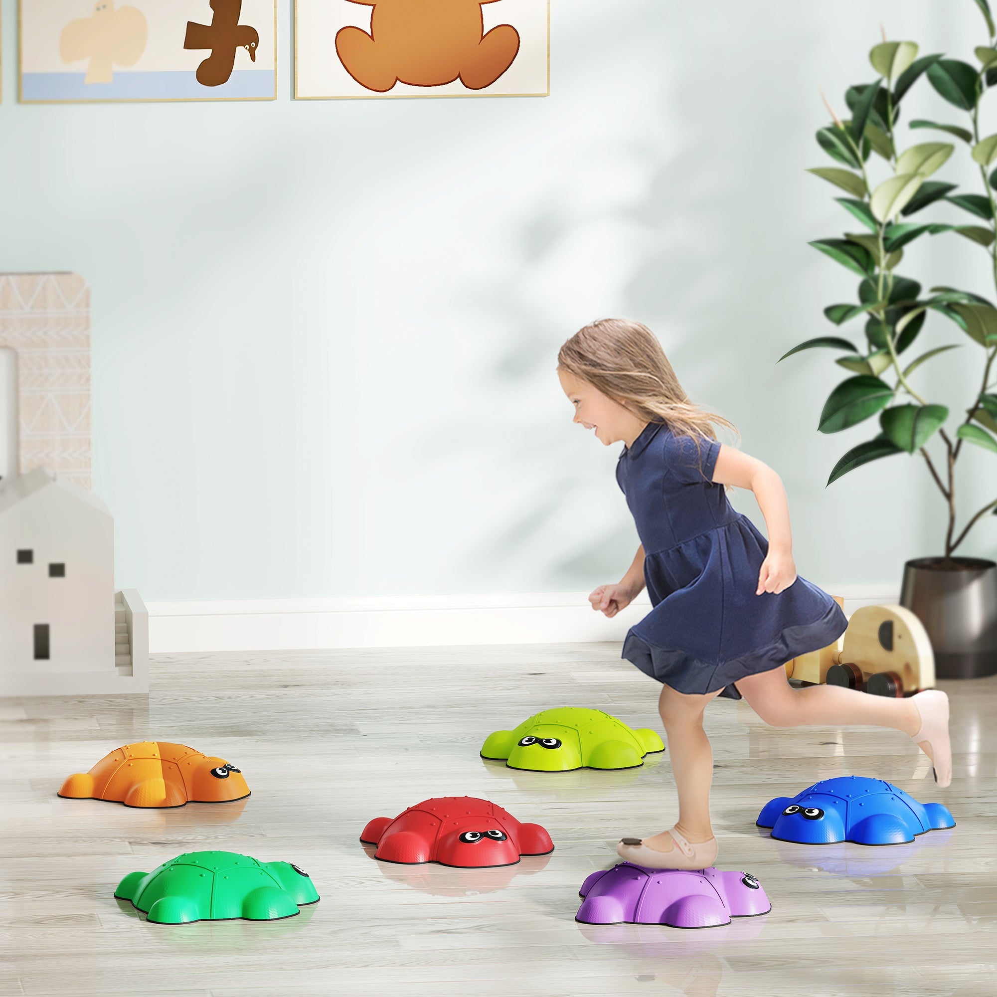 AIYAPLAY 6 PCS Balance Stepping Stones, Stackable River Stones Non-slip Edge