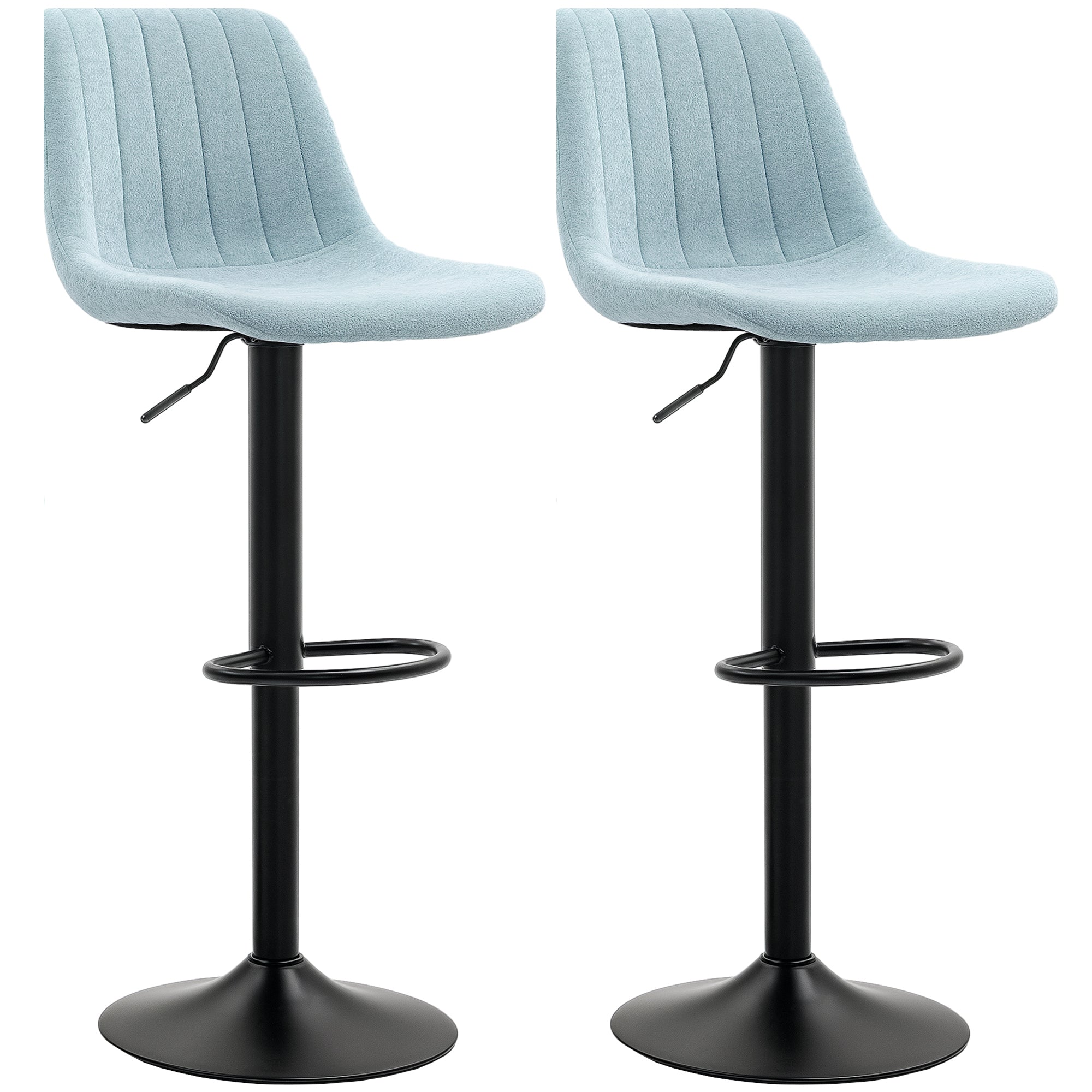 HOMCOM Bar Stools Set of 2 Adjustable Swivel Bar Chairs with Backrest
