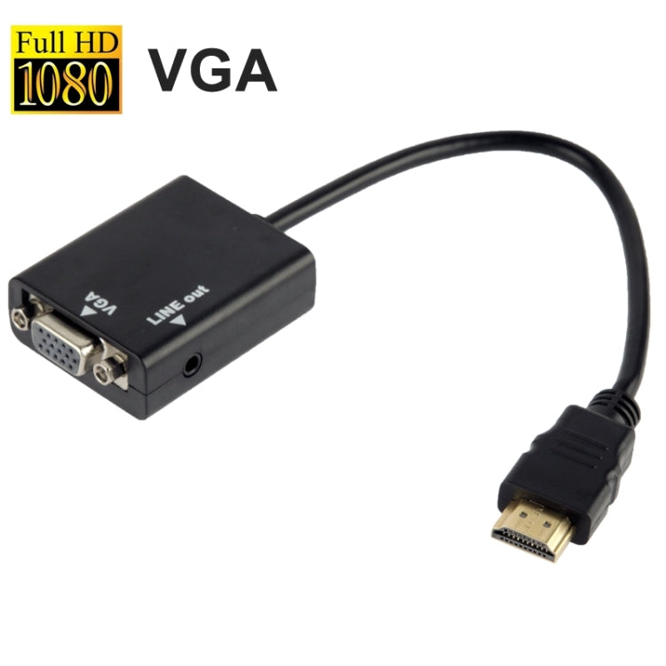 26cm HDMI to VGA Audio Output Video Conversion Cable with 3.5mm Audio Cable, Support Full HD 1080P(Black)