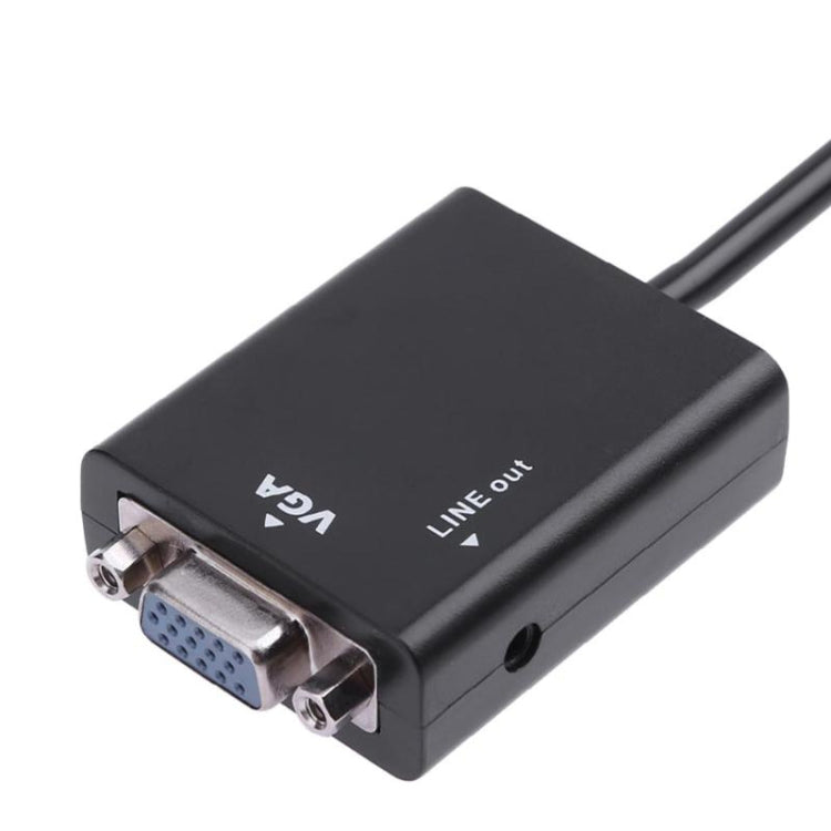26cm HDMI to VGA Audio Output Video Conversion Cable with 3.5mm Audio Cable, Support Full HD 1080P(Black)