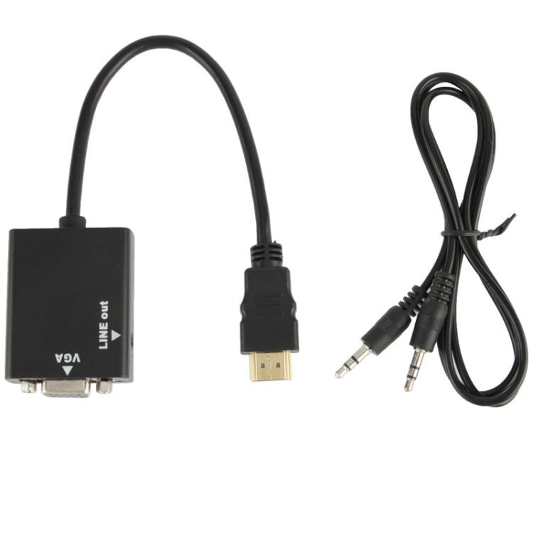26cm HDMI to VGA Audio Output Video Conversion Cable with 3.5mm Audio Cable, Support Full HD 1080P(Black)