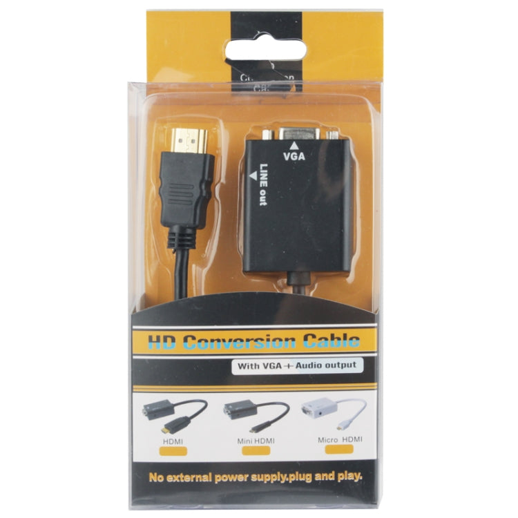 26cm HDMI to VGA Audio Output Video Conversion Cable with 3.5mm Audio Cable, Support Full HD 1080P(Black)