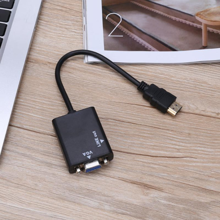 26cm HDMI to VGA Audio Output Video Conversion Cable with 3.5mm Audio Cable, Support Full HD 1080P(Black)