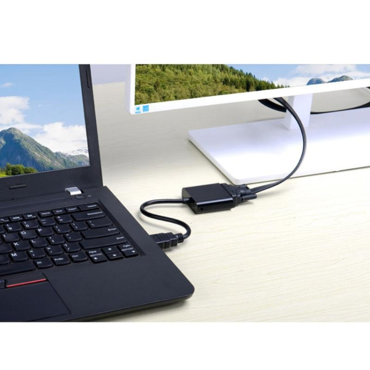 26cm HDMI to VGA Audio Output Video Conversion Cable with 3.5mm Audio Cable, Support Full HD 1080P(Black)