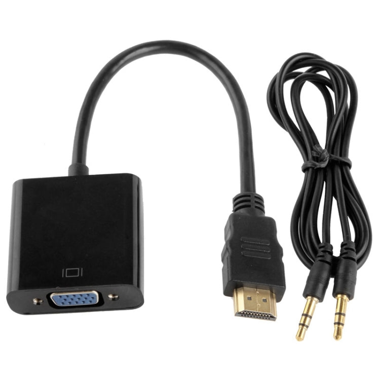 24cm Full HD 1080P HDMI to VGA Audio Output Cable for Computer / DVD / Digital Set-top Box / Laptop / Mobile Phone / Media Player(Black)