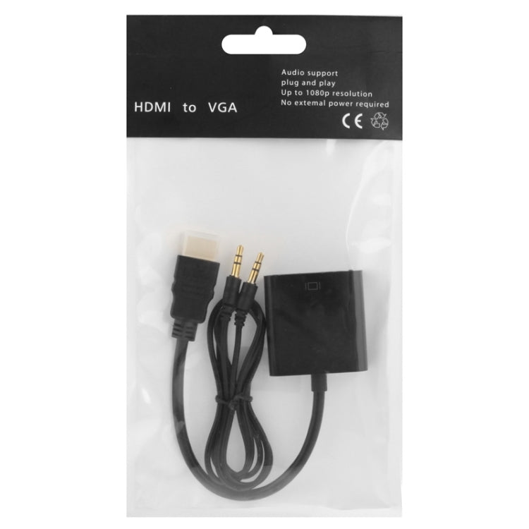 24cm Full HD 1080P HDMI to VGA Audio Output Cable for Computer / DVD / Digital Set-top Box / Laptop / Mobile Phone / Media Player(Black)