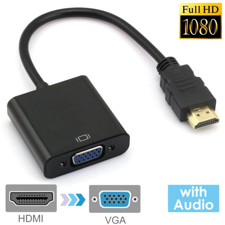24cm Full HD 1080P HDMI to VGA Audio Output Cable for Computer / DVD / Digital Set-top Box / Laptop / Mobile Phone / Media Player(Black)