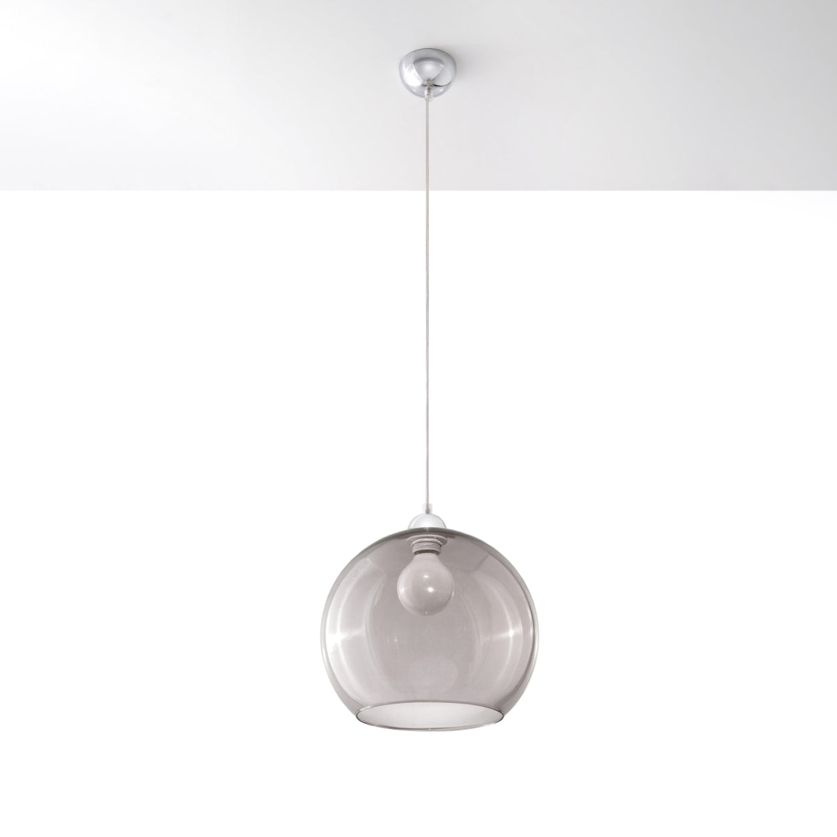 Pendant lamp steel, glass Ball minimalistic Design E27
