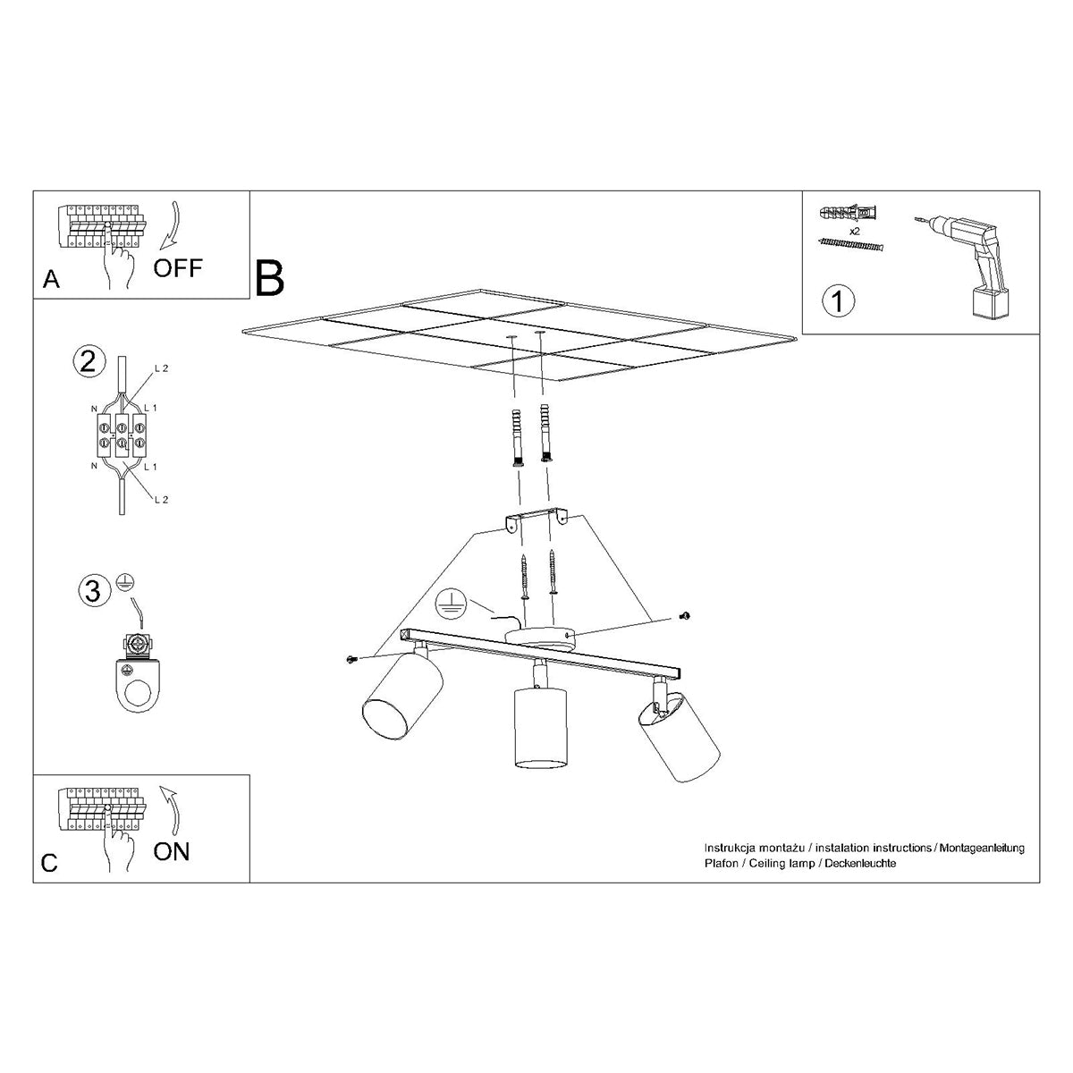 Ceiling lamp steel Lemmi minimalistic Design GU10