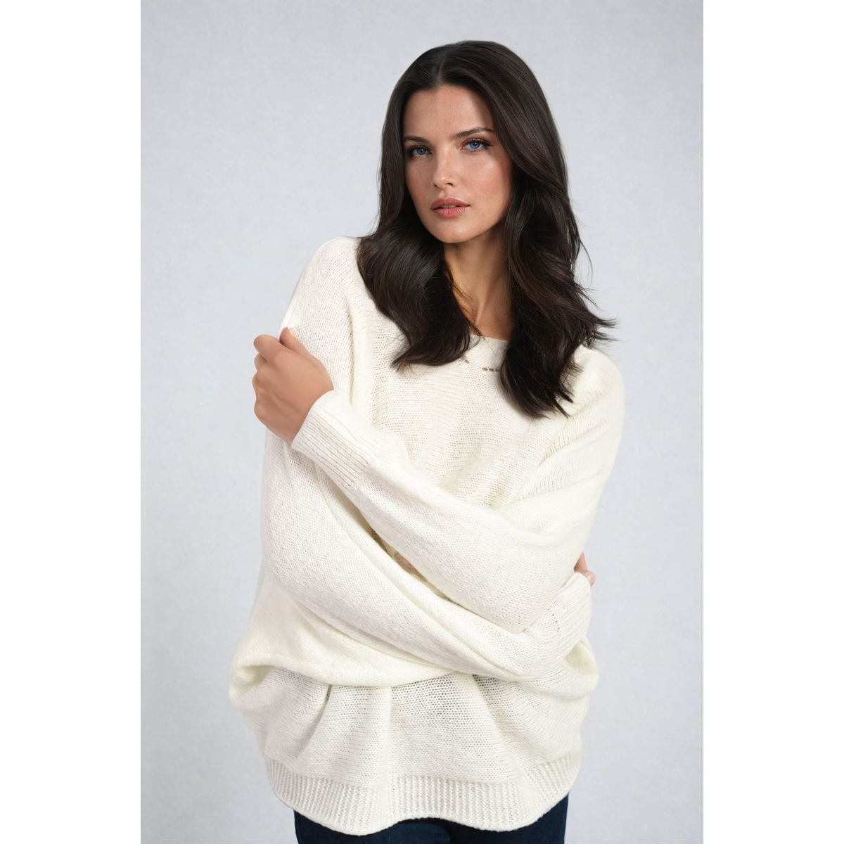 Crew Neck Back Patterned Knitted Jumper