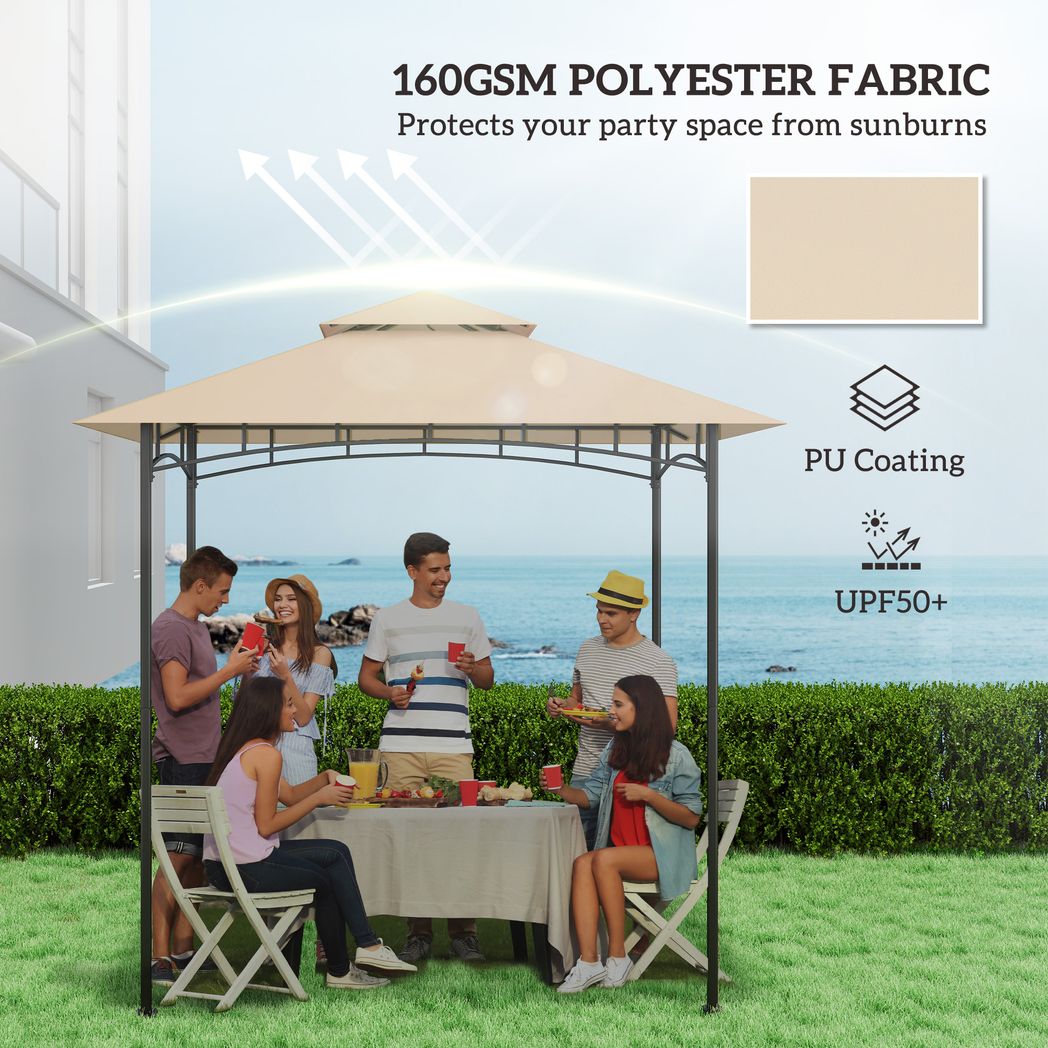 Outsunny Grill Gazebo Cover Roof Replacement for 1.5 x 2.4m Frame