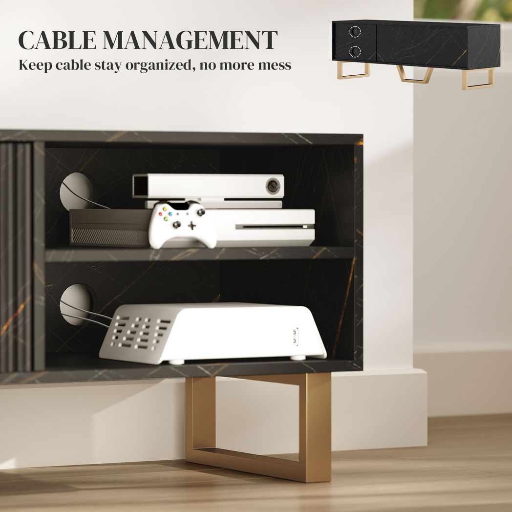 HOMCOM TV Unit, TV Stand Cabinet with Shelves and Storage Cupboard