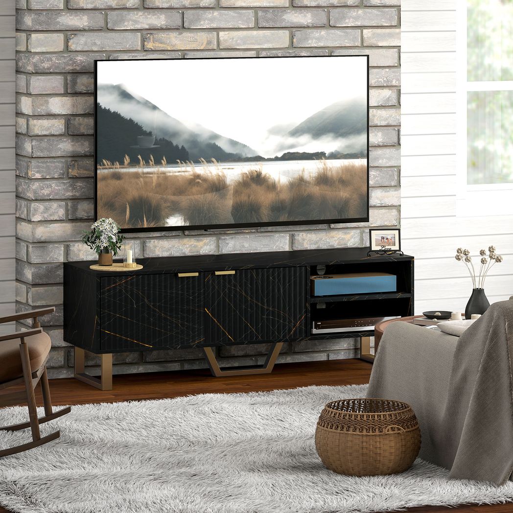 HOMCOM TV Unit, TV Stand Cabinet with Shelves and Storage Cupboard