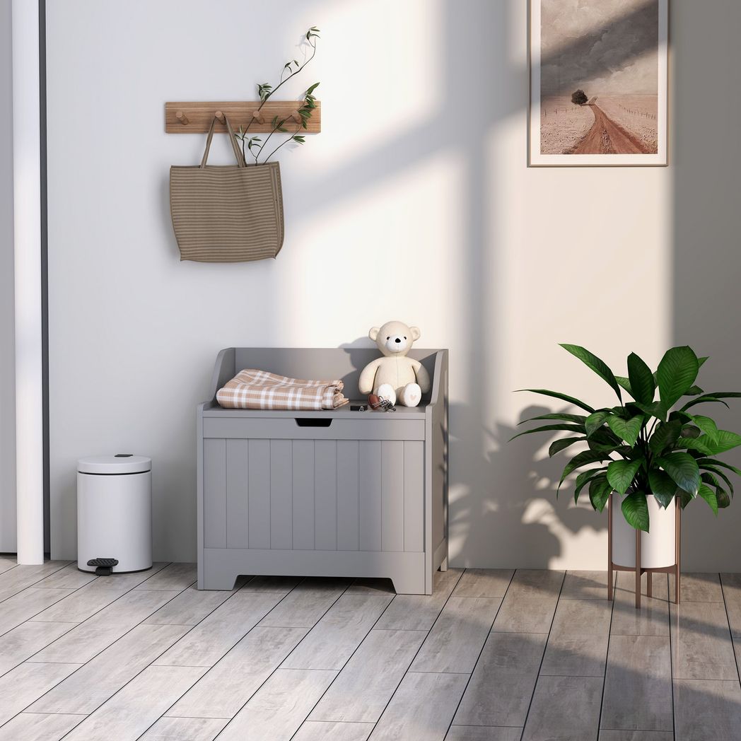 HOMCOM Storage Trunk with Safety Hinge for Living Room, 56.4cm