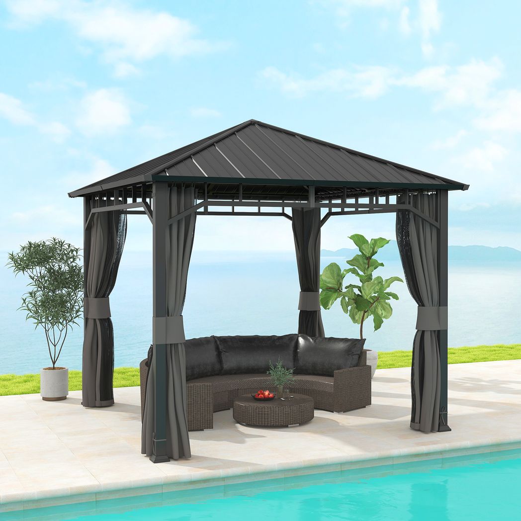 Outsunny 3 x 3(m) Hardtop Gazebo with Galvanised Steel Roof and Sides