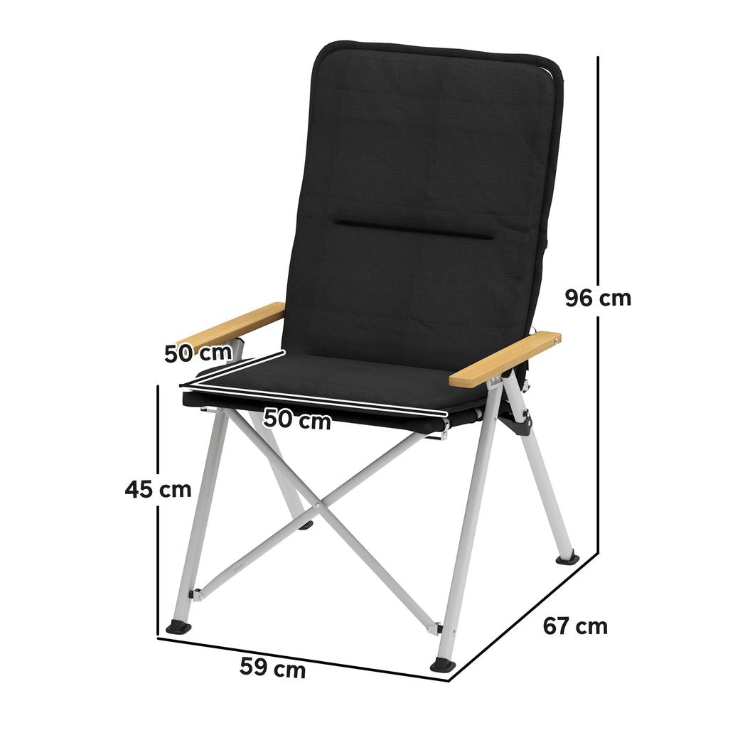 Outsunny Padded Camp Chair Outdoor High Back Folding Recliner with Bag