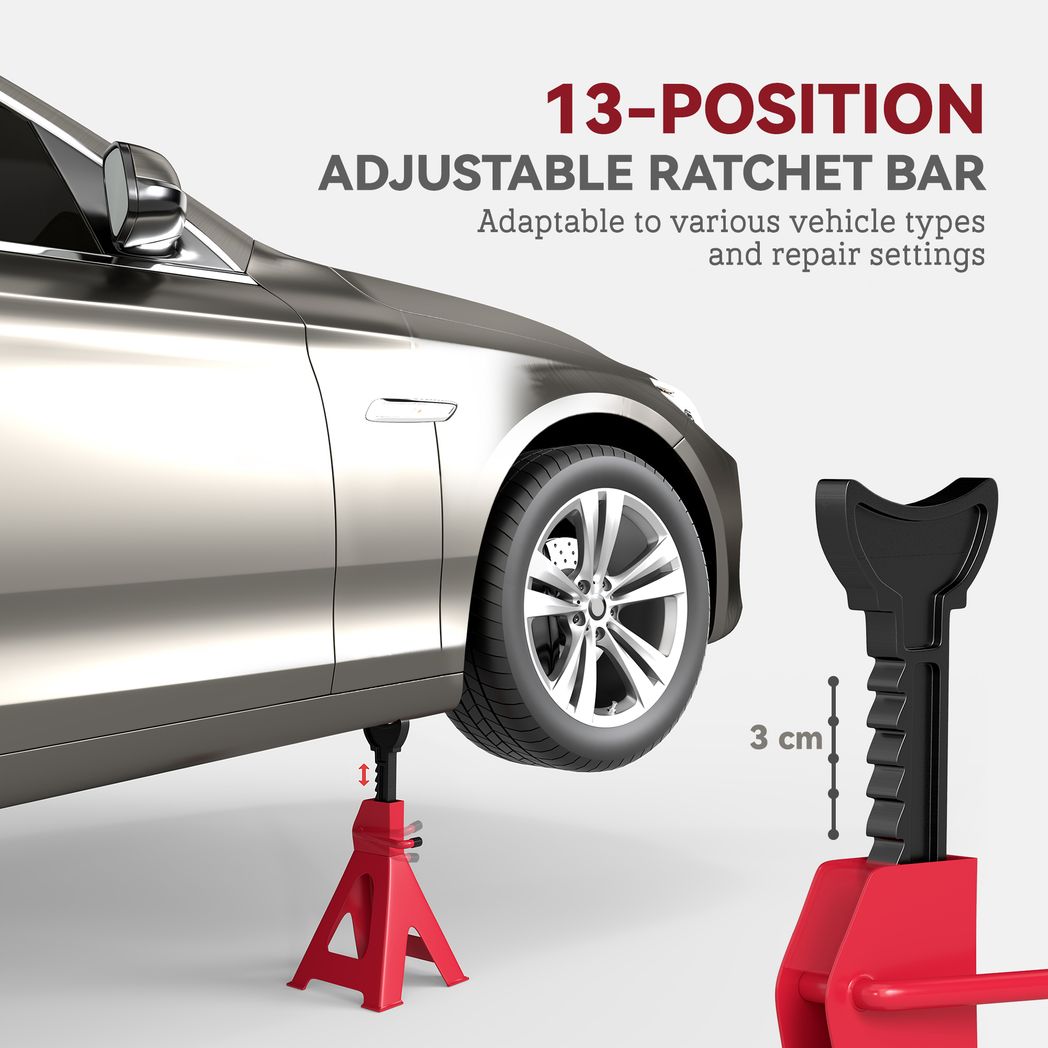 HOMCOM 3 Ton Axle Stands, Adjustable Car Jack Stands, Pack of 2