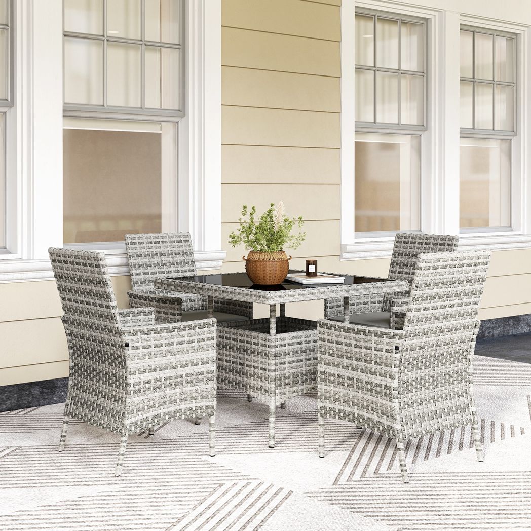 Outsunny 4 Seater Rattan Garden Furniture Set with Cushion