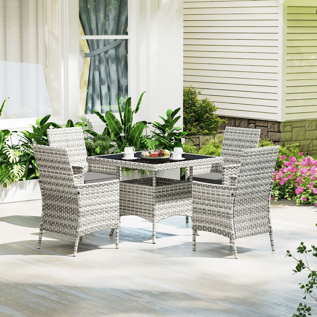 Outsunny 4 Seater Rattan Garden Furniture Set with Cushion