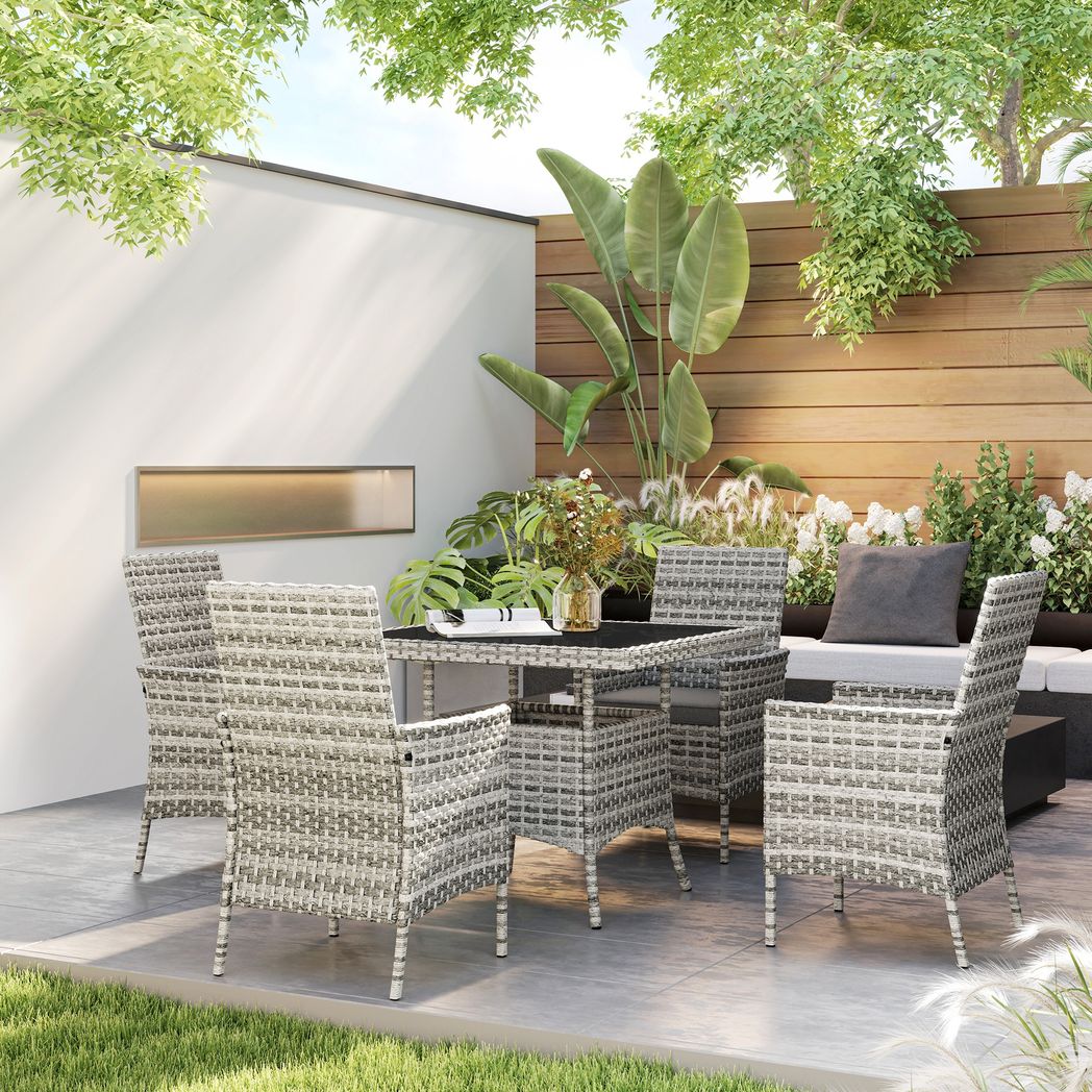 Outsunny 4 Seater Rattan Garden Furniture Set with Cushion