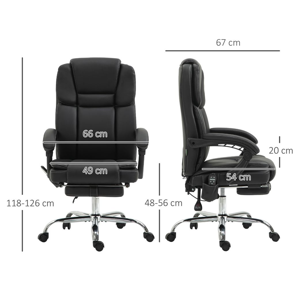 Vinsetto Massage Office Chair, PU Leather High Back Recliner