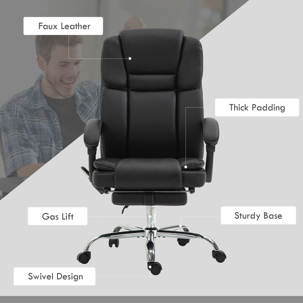 Vinsetto Massage Office Chair, PU Leather High Back Recliner