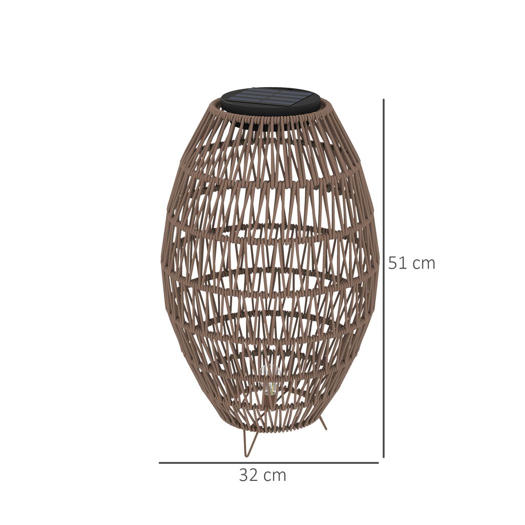 Outsunny Rattan Solar Lamp, Auto On/Off Garden Lantern