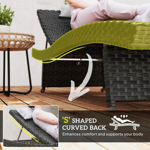 Outsunny PE Rattan Sun Lounger with 4-Level Adjustable Backrest