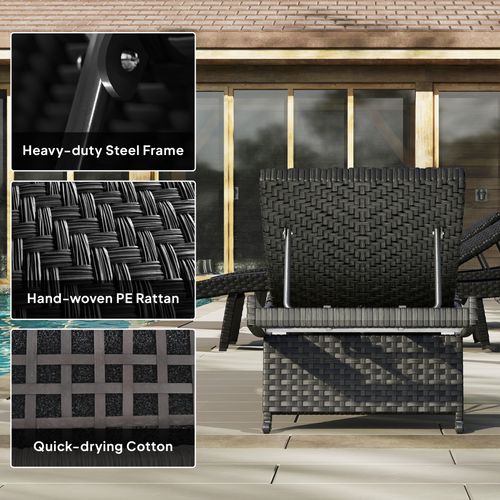Outsunny PE Rattan Sun Lounger with 4-Level Adjustable Backrest