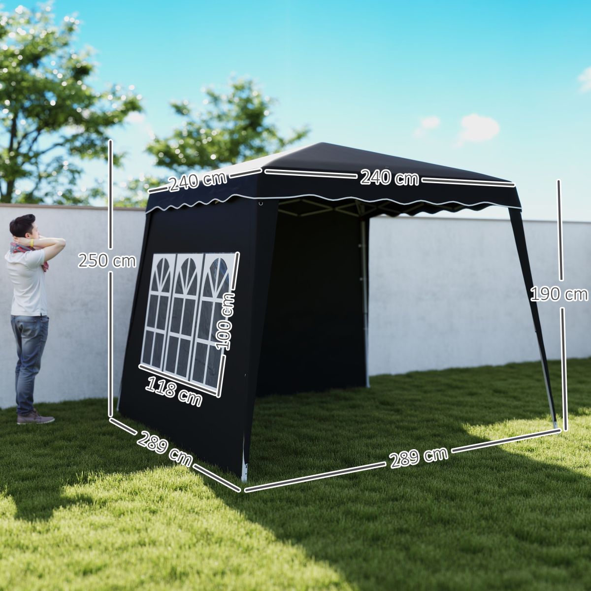 Outsunny 2.4 x 2.4m UV50+ Pop Up Gazebo Canopy Tent with Carry Bag