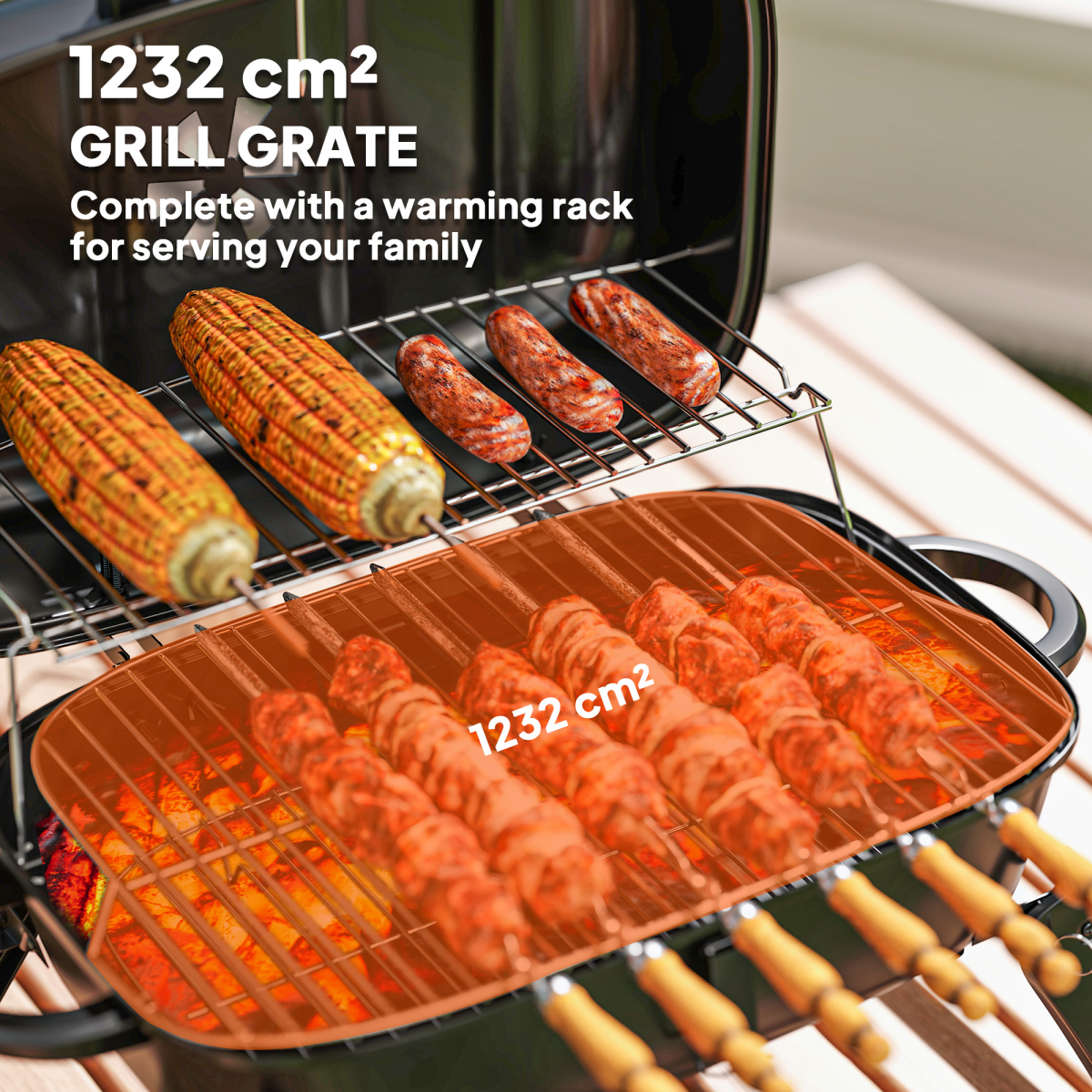 Outsunny Folding Charcoal Barbecue Grill, Portable BBQ for Camping