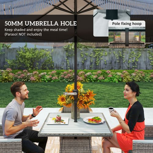 Outsunny Rattan Dining Set with Parasol Hole, Garden Table and Chairs