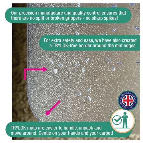 Cleartex TrYlok PVC Chair Mat for Low Pile Carpets up to 6mm