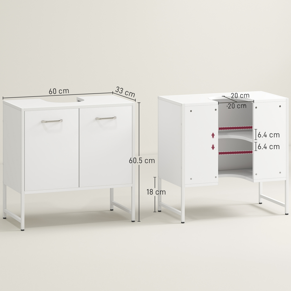 HOMCOM Bathroom Under Sink Cabinet for Basin without or with Pedestal