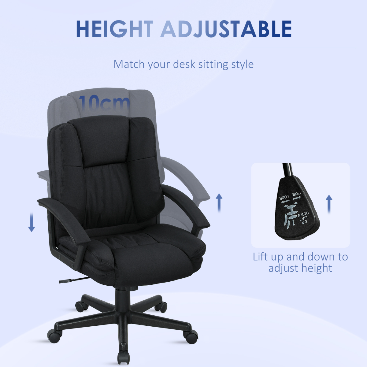 HOMCOM Swivel Executive Office Chair Mid Back Chair w/ Arm