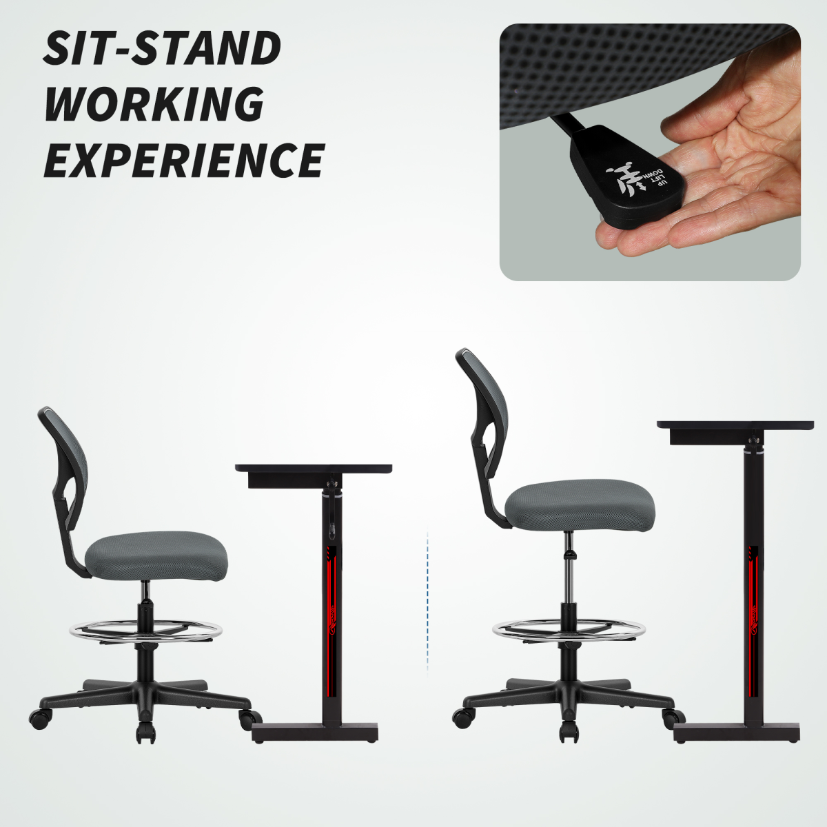 Vinsetto Swivel Mesh Office Chair w/ Adjustable Footrest Ring